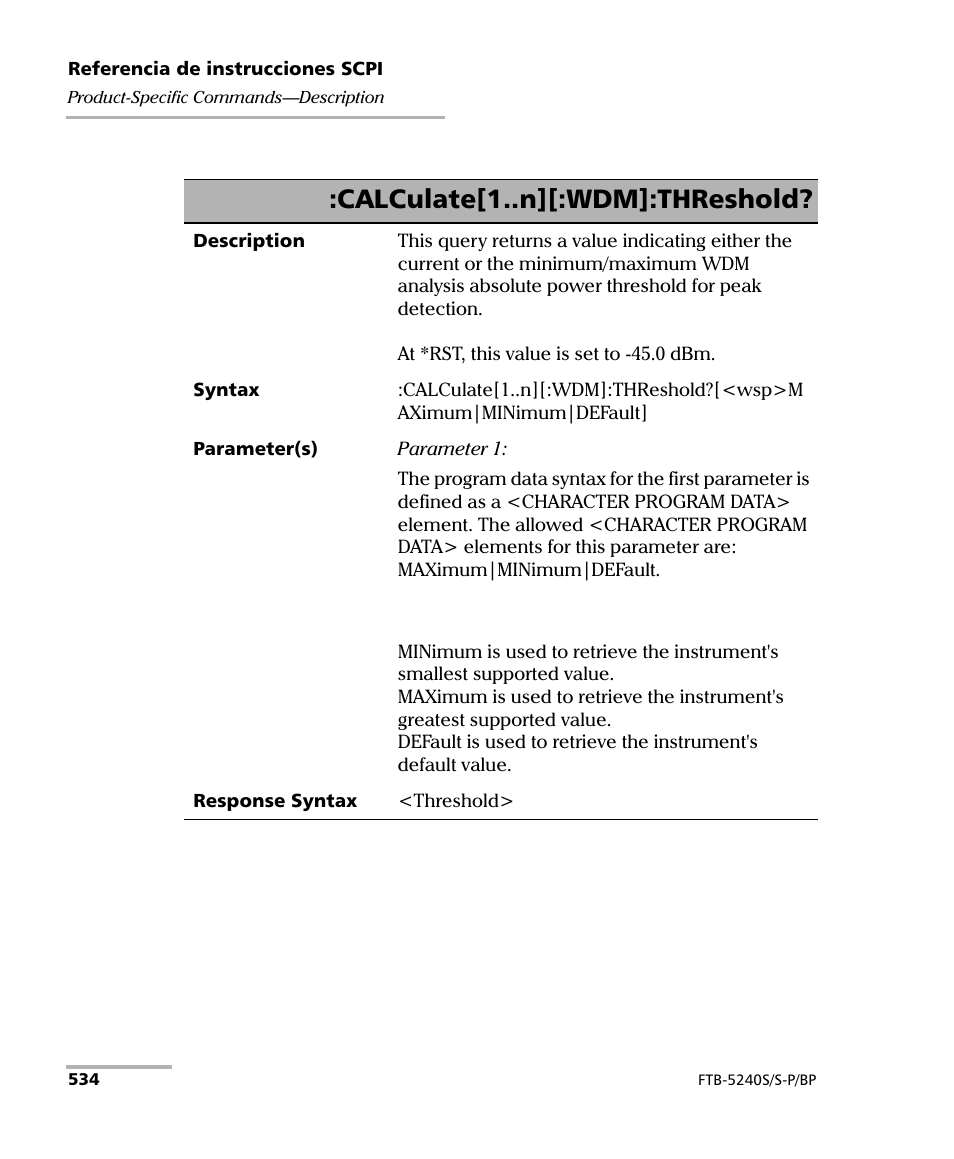 Calculate[1..n][:wdm]:threshold | EXFO FTB-5230S Optical Spectrum Analyzer for FTB 200 v2 User Manual | Page 540 / 659