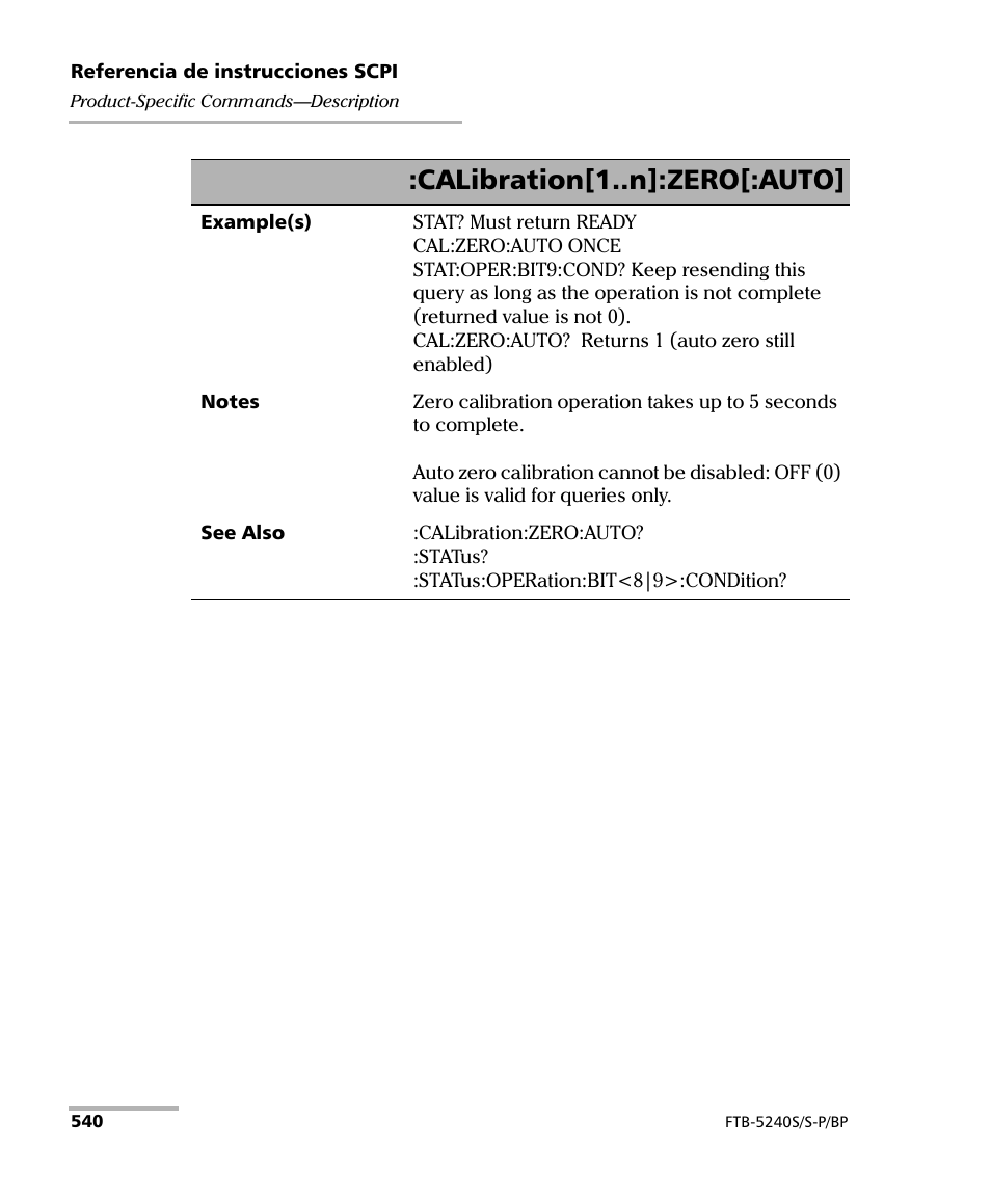 Calibration[1..n]:zero[:auto | EXFO FTB-5230S Optical Spectrum Analyzer for FTB 200 v2 User Manual | Page 546 / 659