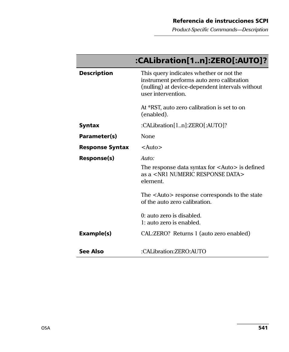 Calibration[1..n]:zero[:auto | EXFO FTB-5230S Optical Spectrum Analyzer for FTB 200 v2 User Manual | Page 547 / 659