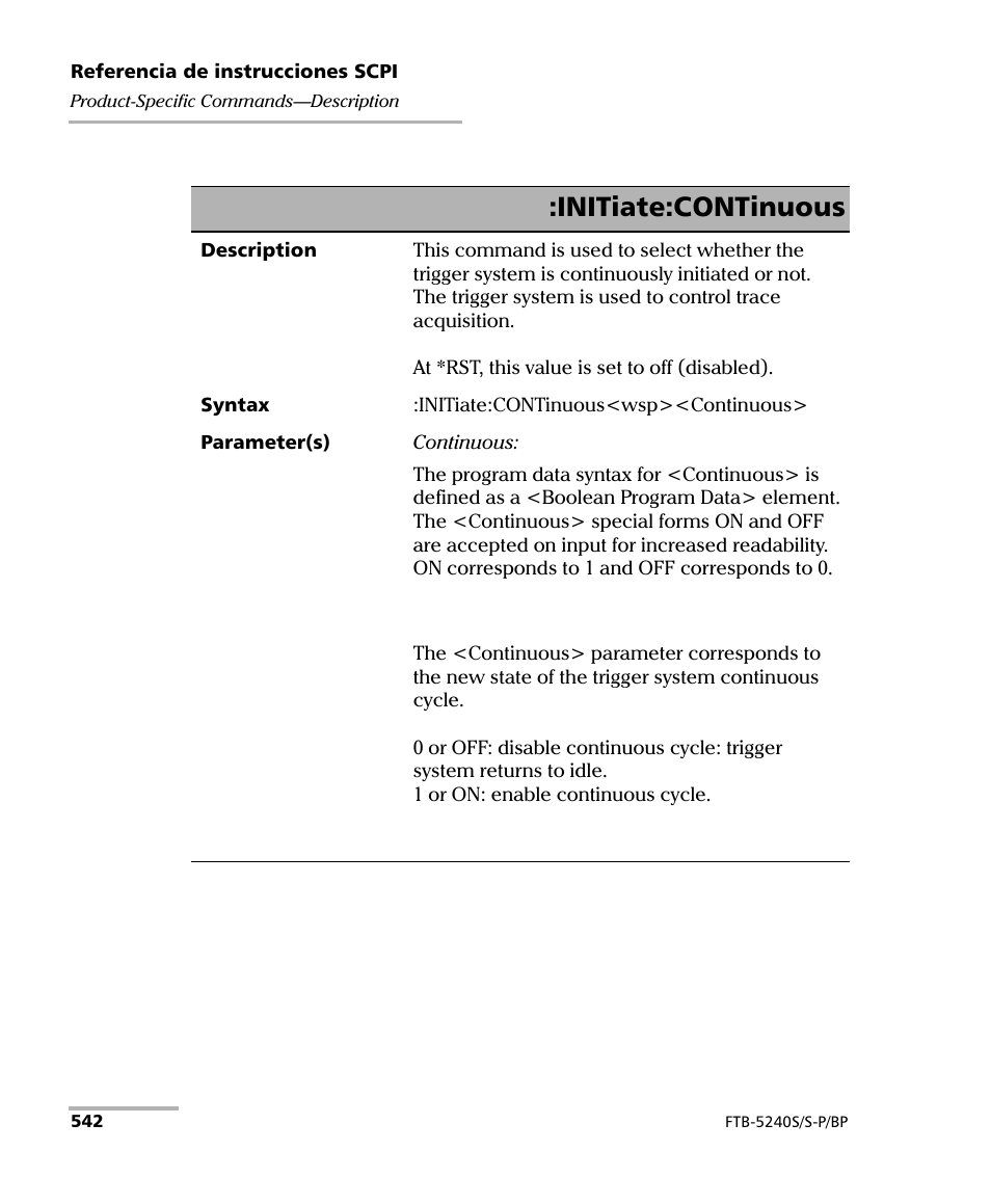 Initiate:continuous | EXFO FTB-5230S Optical Spectrum Analyzer for FTB 200 v2 User Manual | Page 548 / 659