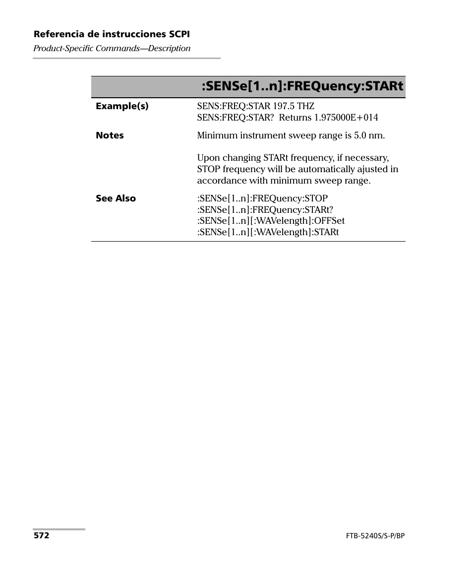 Sense[1..n]:frequency:start | EXFO FTB-5230S Optical Spectrum Analyzer for FTB 200 v2 User Manual | Page 578 / 659