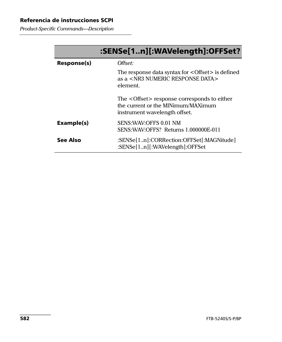 Sense[1..n][:wavelength]:offset | EXFO FTB-5230S Optical Spectrum Analyzer for FTB 200 v2 User Manual | Page 588 / 659