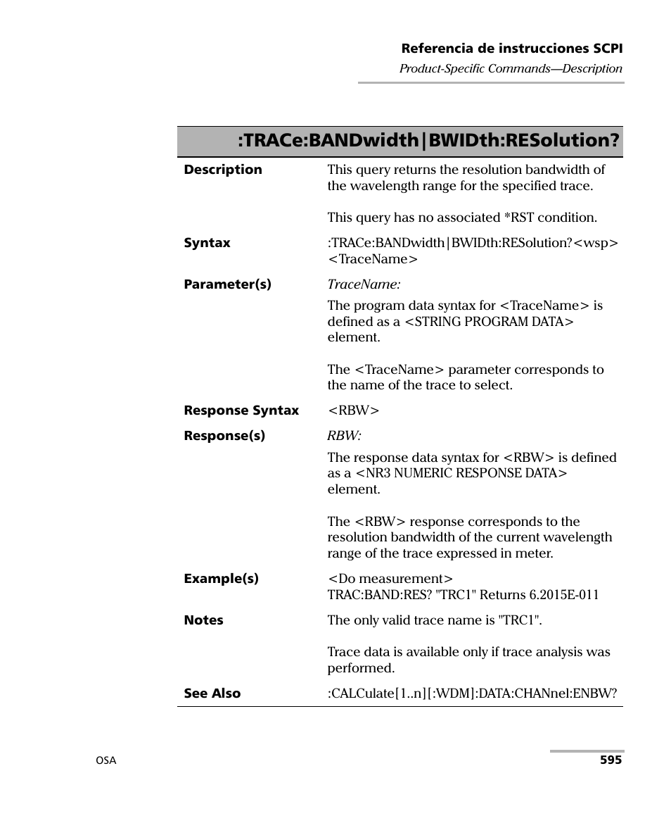 Trace:bandwidth|bwidth:resolution | EXFO FTB-5230S Optical Spectrum Analyzer for FTB 200 v2 User Manual | Page 601 / 659