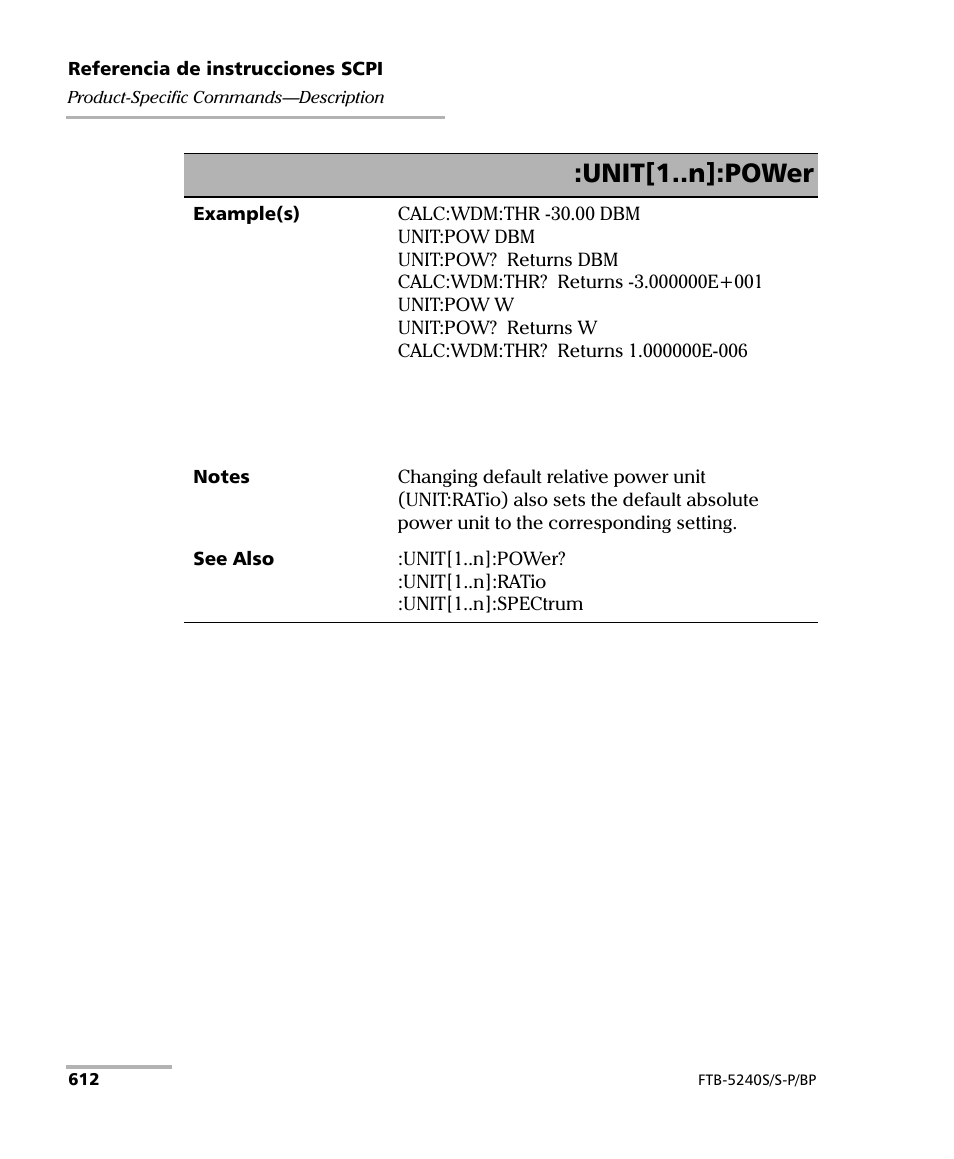 Unit[1..n]:power | EXFO FTB-5230S Optical Spectrum Analyzer for FTB 200 v2 User Manual | Page 618 / 659