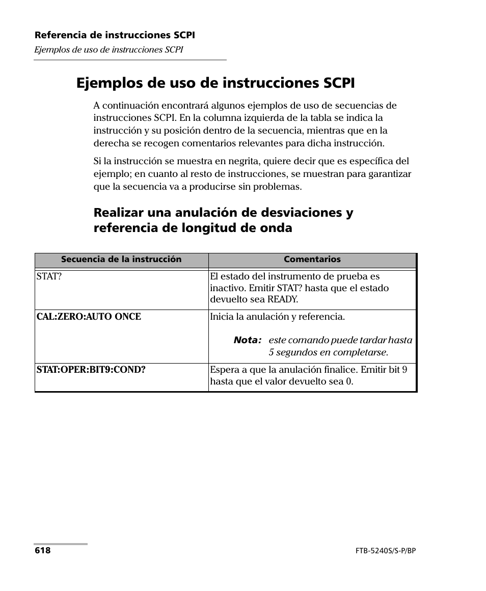 Ejemplos de uso de instrucciones scpi | EXFO FTB-5230S Optical Spectrum Analyzer for FTB 200 v2 User Manual | Page 624 / 659