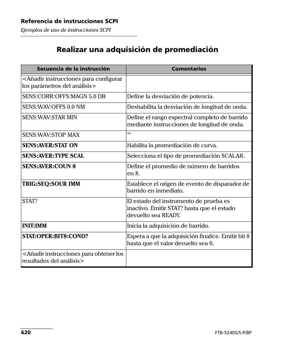 Realizar una adquisición de promediación | EXFO FTB-5230S Optical Spectrum Analyzer for FTB 200 v2 User Manual | Page 626 / 659