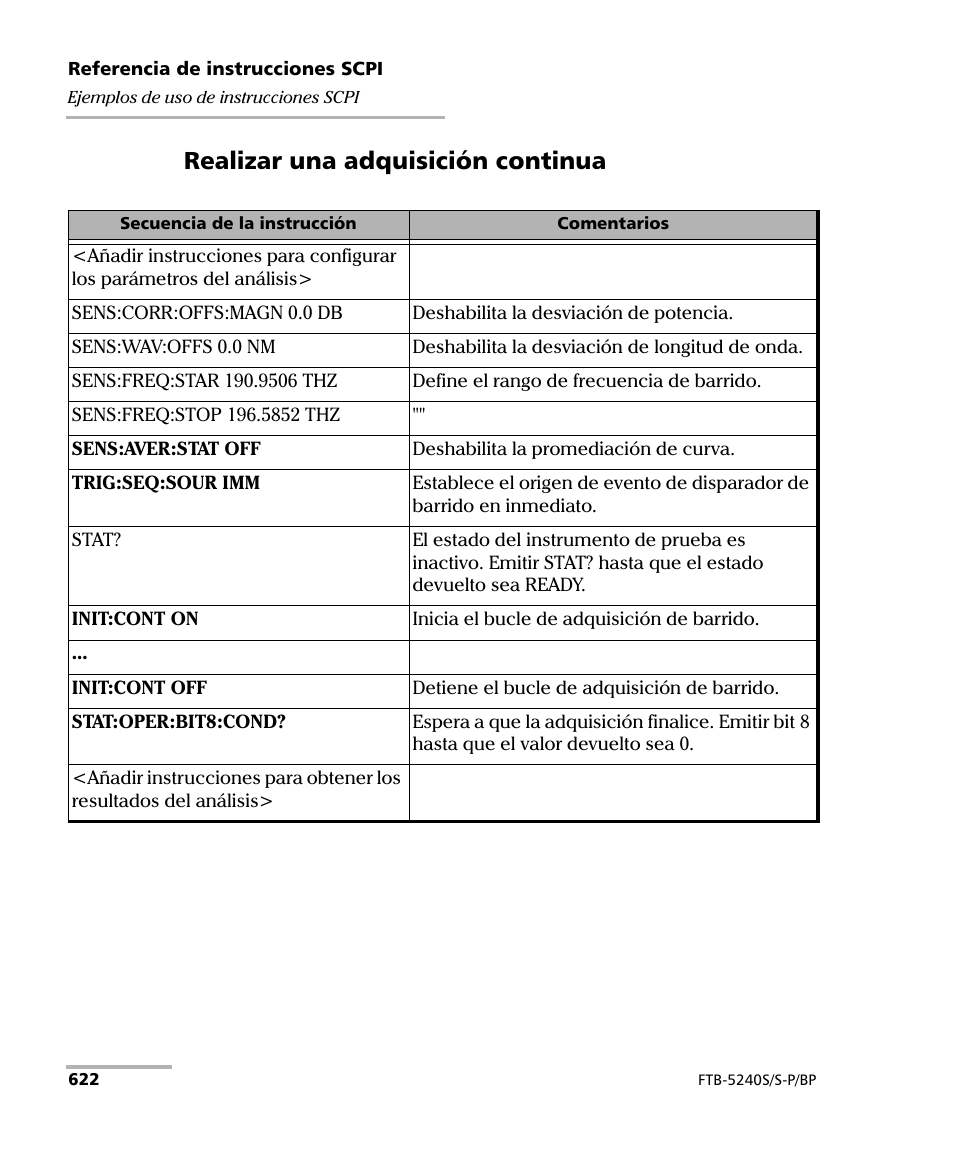 Realizar una adquisición continua | EXFO FTB-5230S Optical Spectrum Analyzer for FTB 200 v2 User Manual | Page 628 / 659