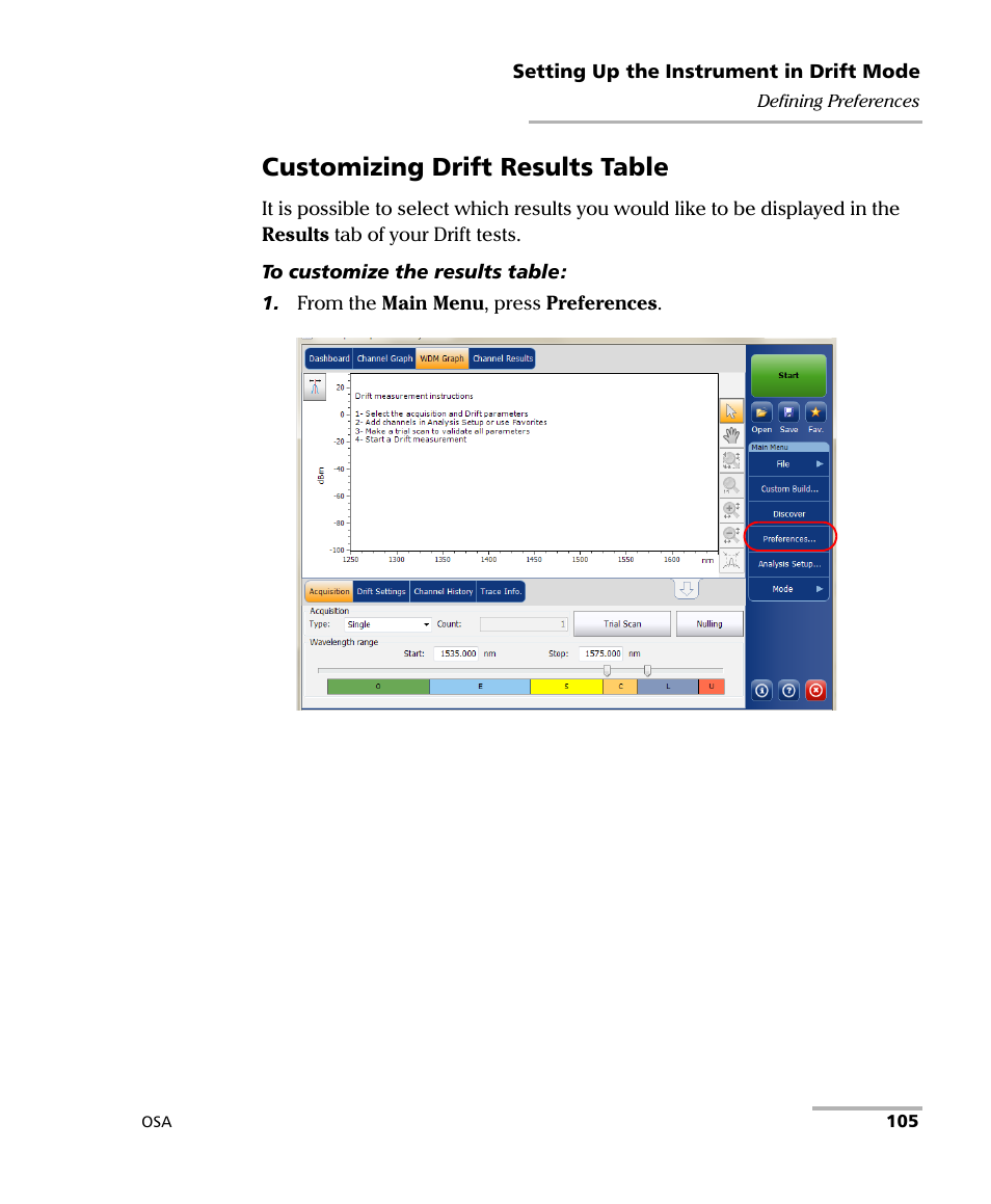 Customizing drift results table | EXFO FTB -5240S/5240BP Optical Spectrum Analyzer User Manual | Page 111 / 638