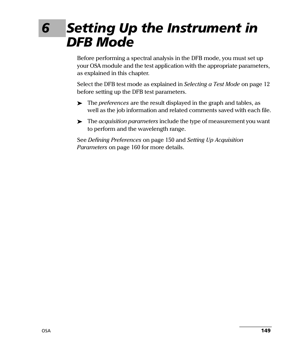6 setting up the instrument in dfb mode, 6setting up the instrument in dfb mode | EXFO FTB -5240S/5240BP Optical Spectrum Analyzer User Manual | Page 155 / 638