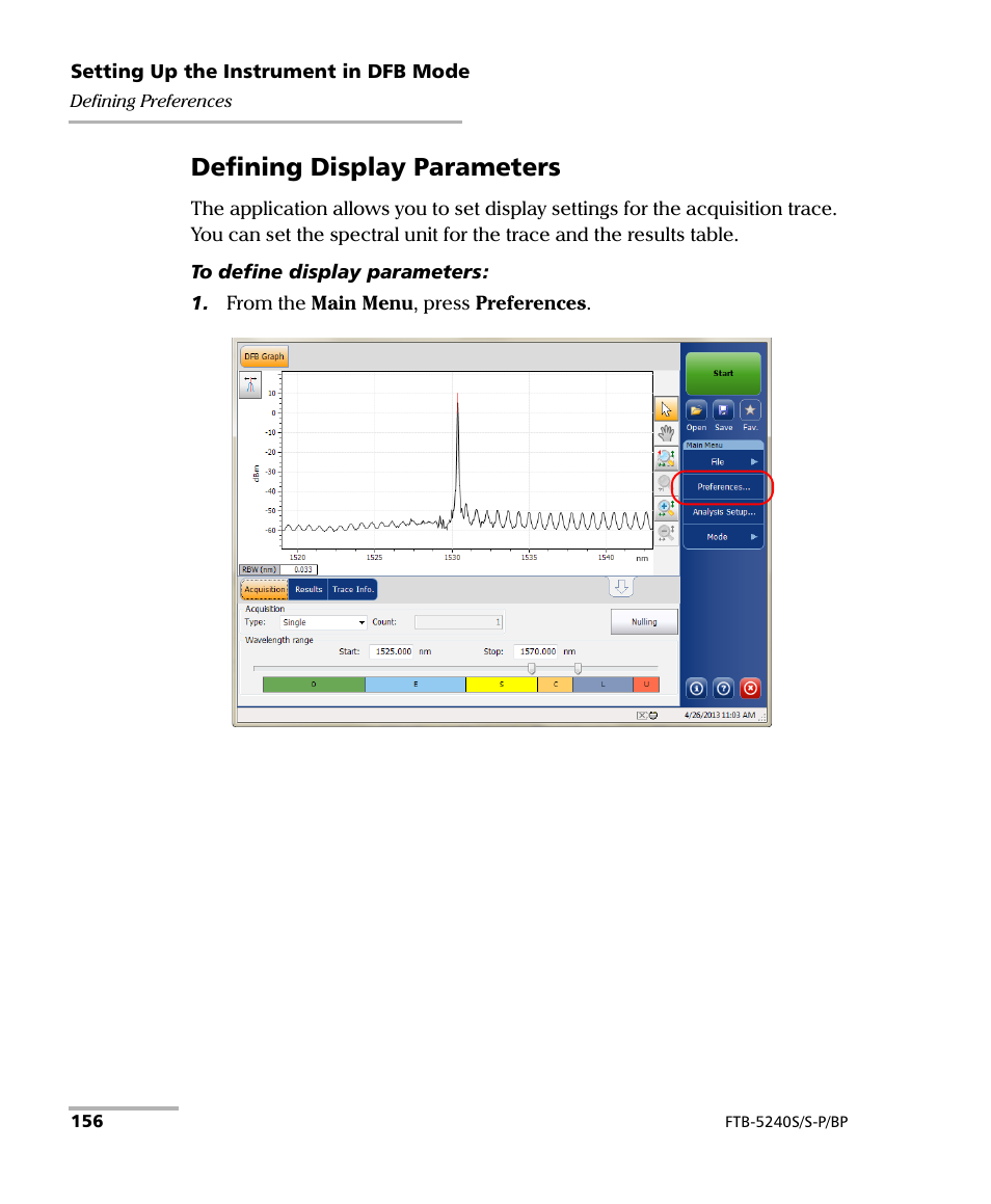 Defining display parameters | EXFO FTB -5240S/5240BP Optical Spectrum Analyzer User Manual | Page 162 / 638