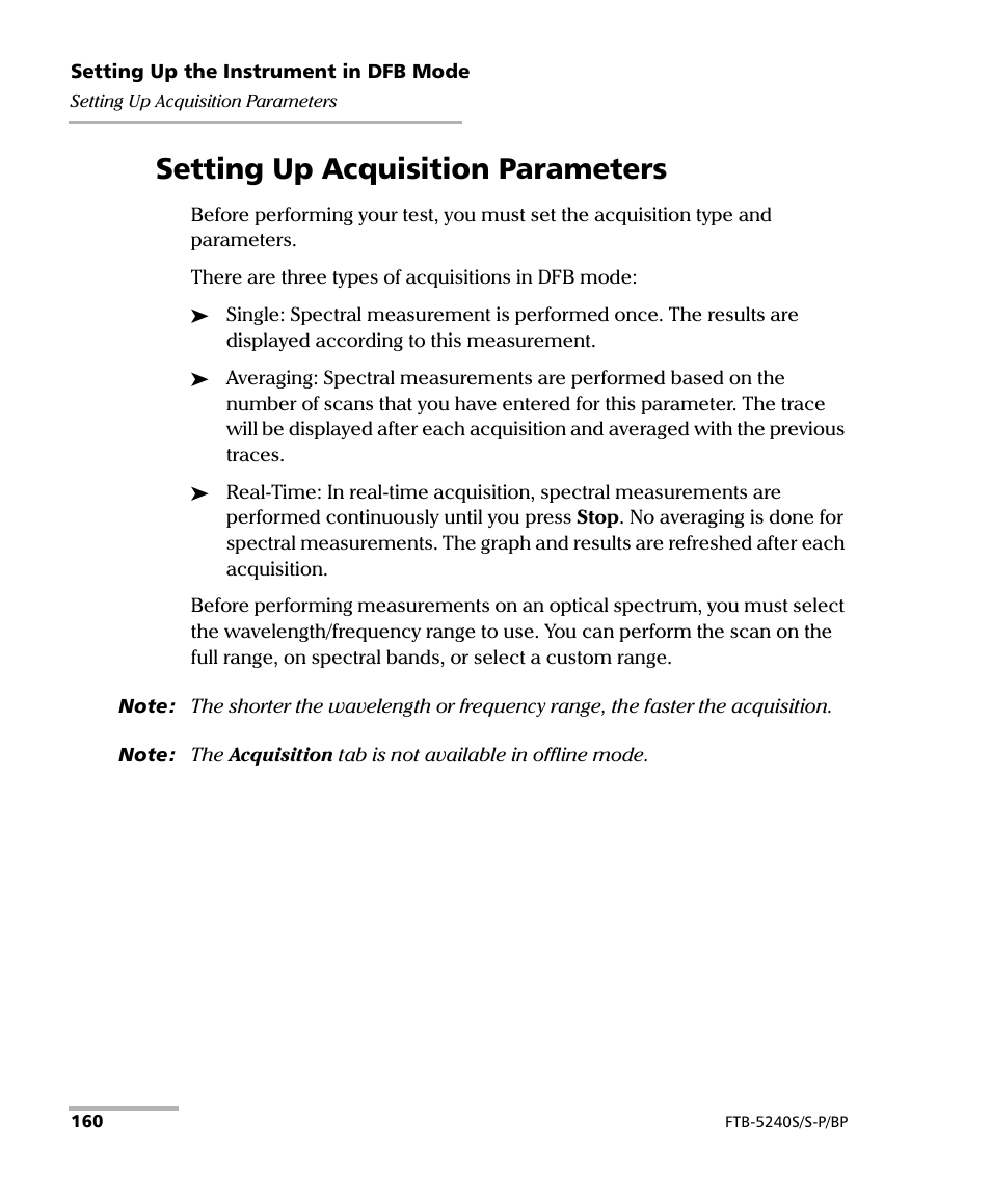Setting up acquisition parameters | EXFO FTB -5240S/5240BP Optical Spectrum Analyzer User Manual | Page 166 / 638