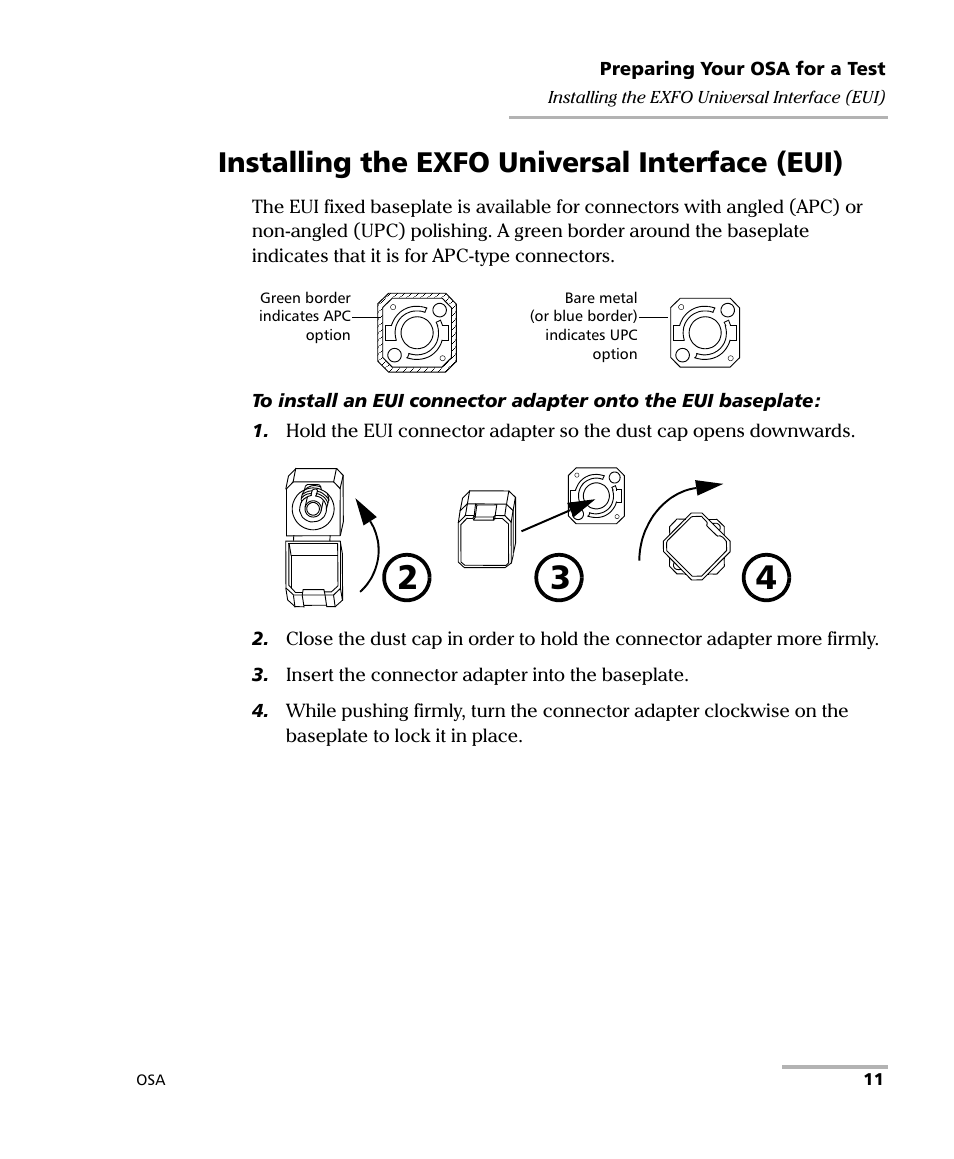 Installing the exfo universal interface (eui) | EXFO FTB -5240S/5240BP Optical Spectrum Analyzer User Manual | Page 17 / 638