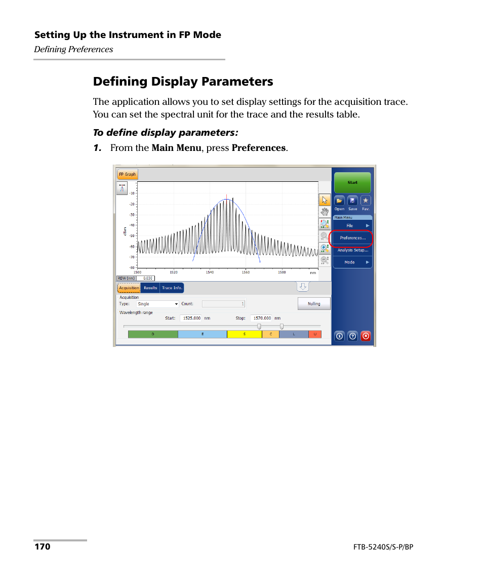 Defining display parameters | EXFO FTB -5240S/5240BP Optical Spectrum Analyzer User Manual | Page 176 / 638