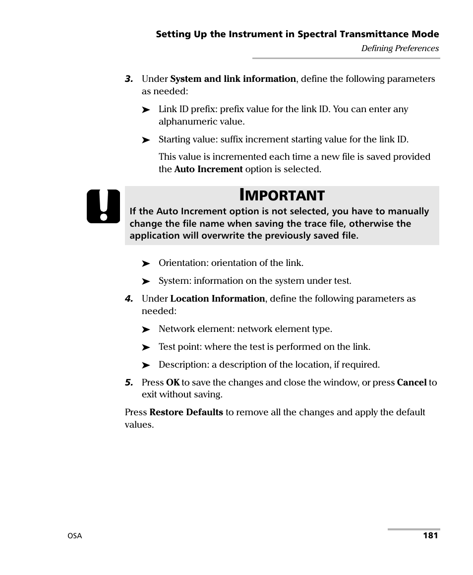 Mportant | EXFO FTB -5240S/5240BP Optical Spectrum Analyzer User Manual | Page 187 / 638