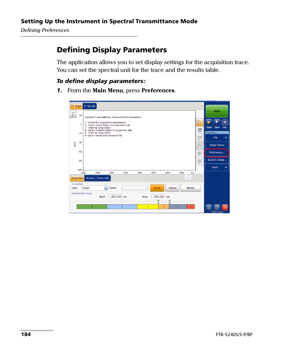 Defining display parameters | EXFO FTB -5240S/5240BP Optical Spectrum Analyzer User Manual | Page 190 / 638