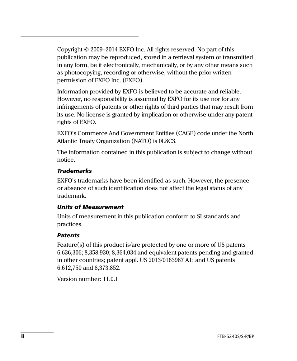 EXFO FTB -5240S/5240BP Optical Spectrum Analyzer User Manual | Page 2 / 638