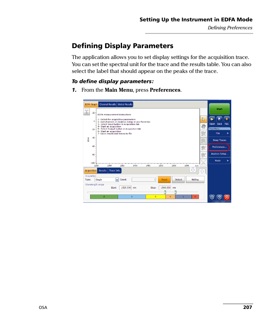 Defining display parameters | EXFO FTB -5240S/5240BP Optical Spectrum Analyzer User Manual | Page 213 / 638