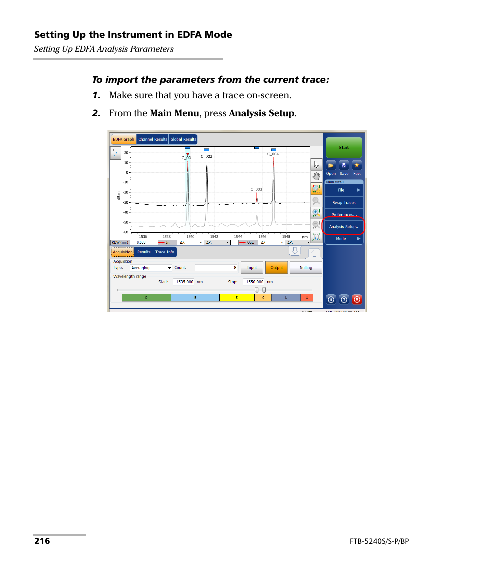 EXFO FTB -5240S/5240BP Optical Spectrum Analyzer User Manual | Page 222 / 638