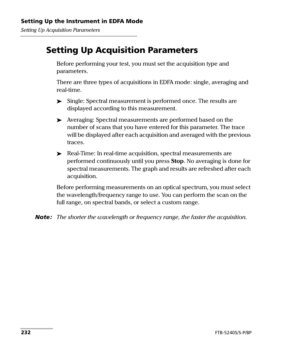 Setting up acquisition parameters | EXFO FTB -5240S/5240BP Optical Spectrum Analyzer User Manual | Page 238 / 638