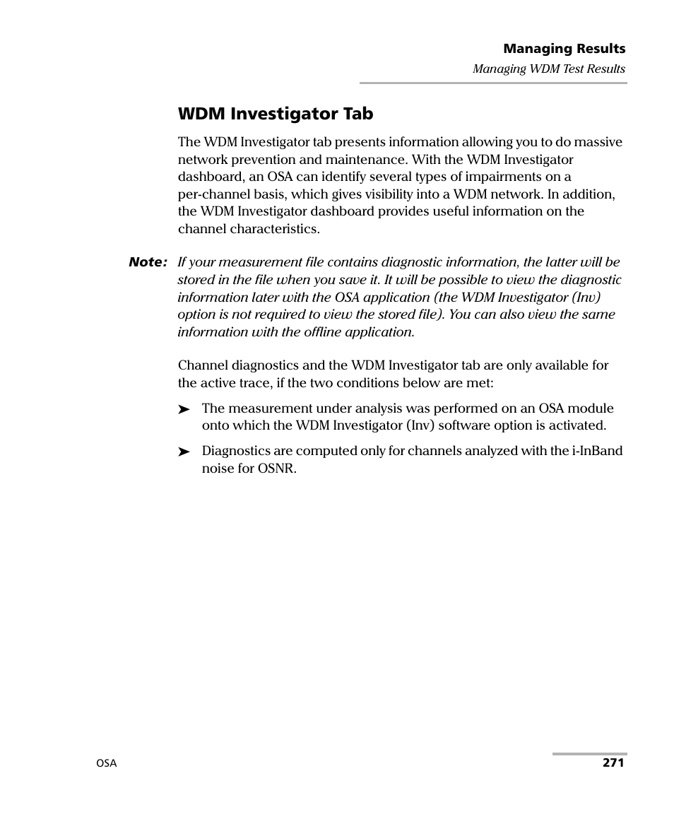 Wdm investigator tab | EXFO FTB -5240S/5240BP Optical Spectrum Analyzer User Manual | Page 277 / 638