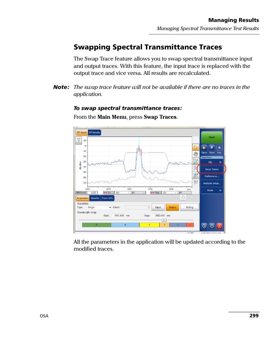 Swapping spectral transmittance traces | EXFO FTB -5240S/5240BP Optical Spectrum Analyzer User Manual | Page 305 / 638