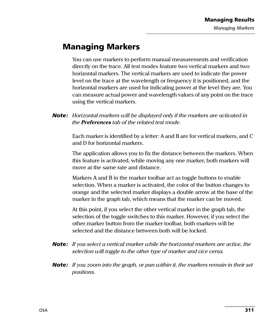 Managing markers | EXFO FTB -5240S/5240BP Optical Spectrum Analyzer User Manual | Page 317 / 638