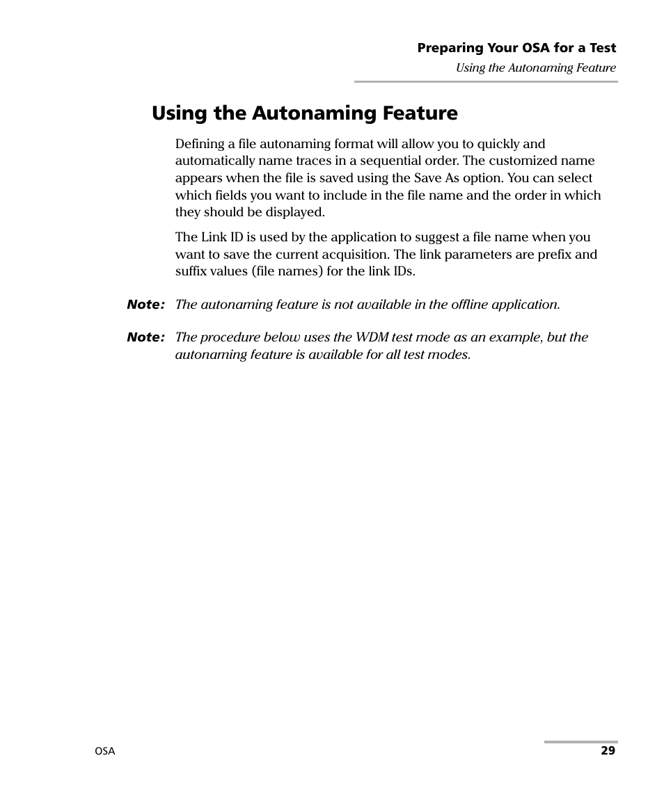 Using the autonaming feature | EXFO FTB -5240S/5240BP Optical Spectrum Analyzer User Manual | Page 35 / 638