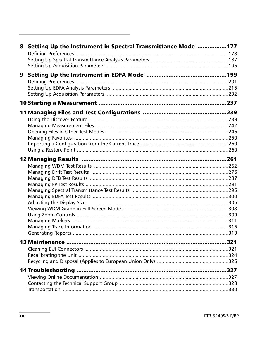 EXFO FTB -5240S/5240BP Optical Spectrum Analyzer User Manual | Page 4 / 638