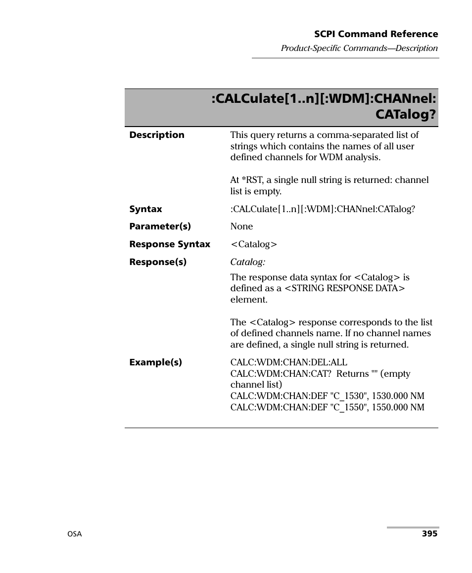 Calculate[1..n][:wdm]:channel: catalog | EXFO FTB -5240S/5240BP Optical Spectrum Analyzer User Manual | Page 401 / 638