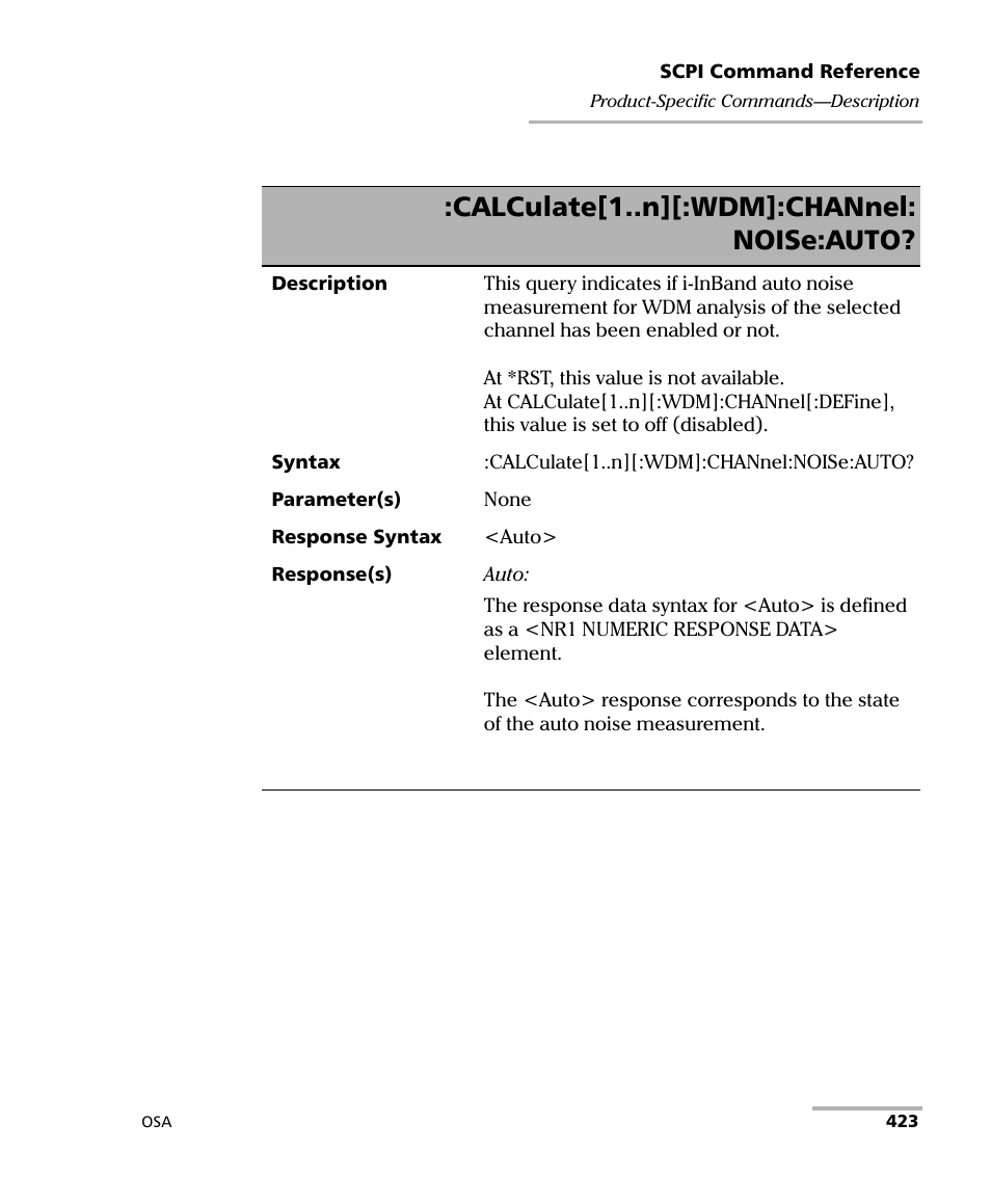 Calculate[1..n][:wdm]:channel: noise:auto | EXFO FTB -5240S/5240BP Optical Spectrum Analyzer User Manual | Page 429 / 638