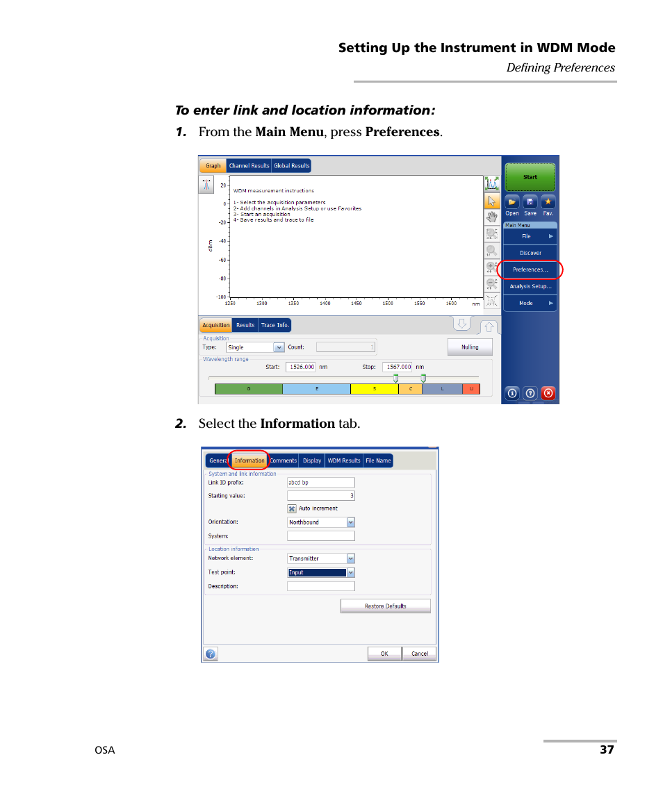 EXFO FTB -5240S/5240BP Optical Spectrum Analyzer User Manual | Page 43 / 638