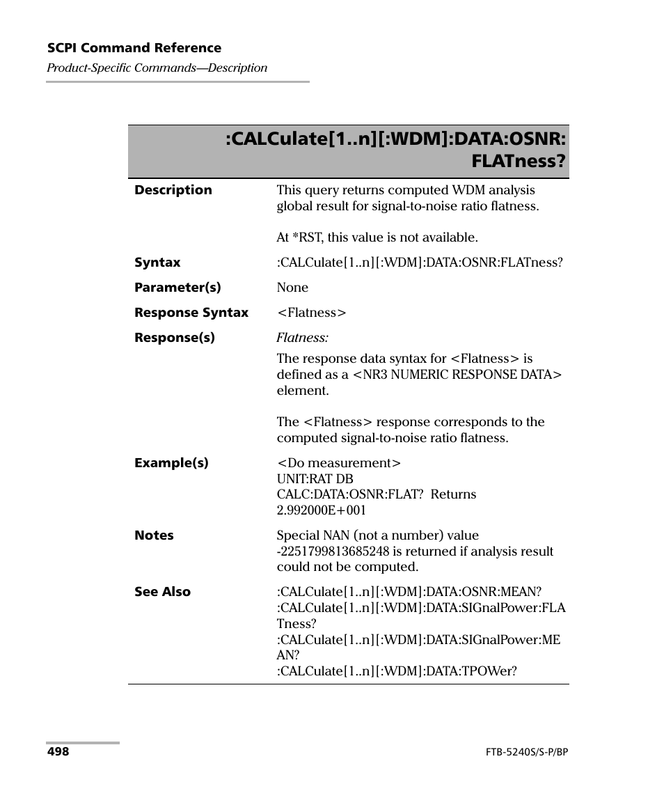Calculate[1..n][:wdm]:data:osnr: flatness | EXFO FTB -5240S/5240BP Optical Spectrum Analyzer User Manual | Page 504 / 638