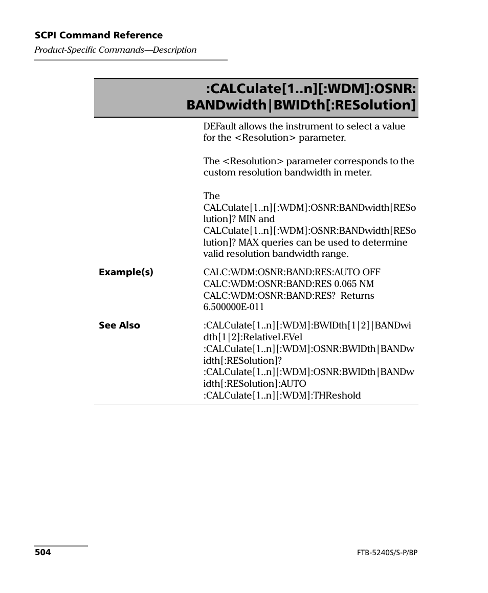 EXFO FTB -5240S/5240BP Optical Spectrum Analyzer User Manual | Page 510 / 638