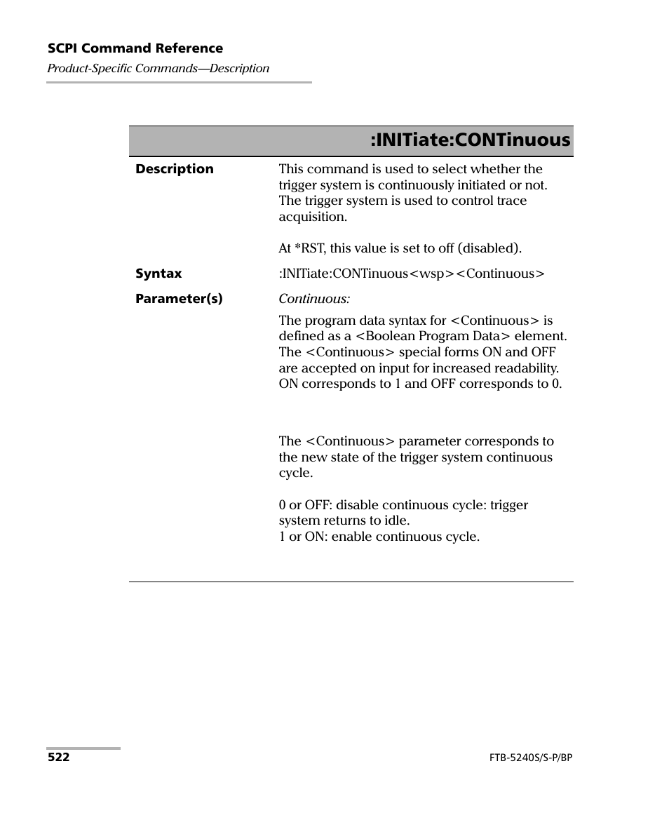 Initiate:continuous | EXFO FTB -5240S/5240BP Optical Spectrum Analyzer User Manual | Page 528 / 638
