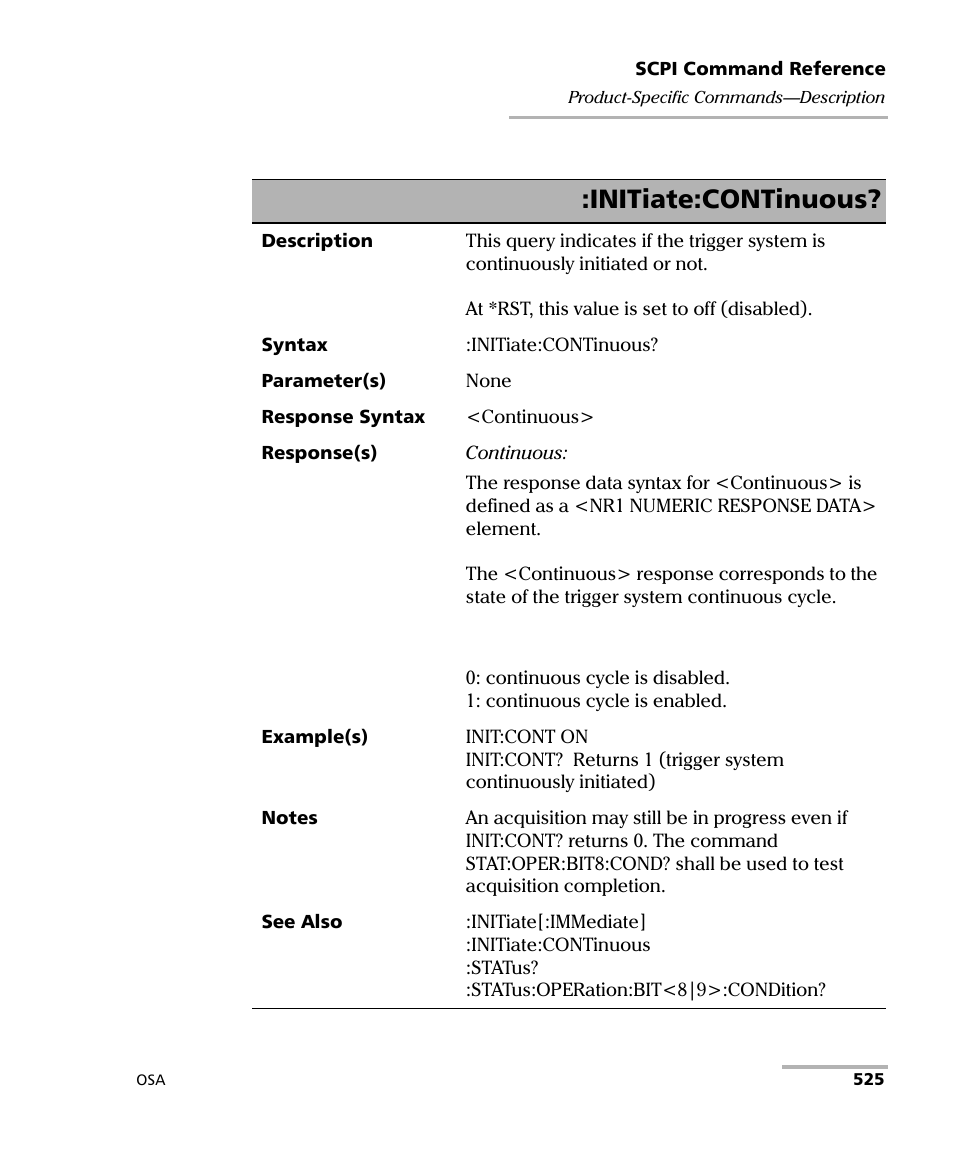 Initiate:continuous | EXFO FTB -5240S/5240BP Optical Spectrum Analyzer User Manual | Page 531 / 638
