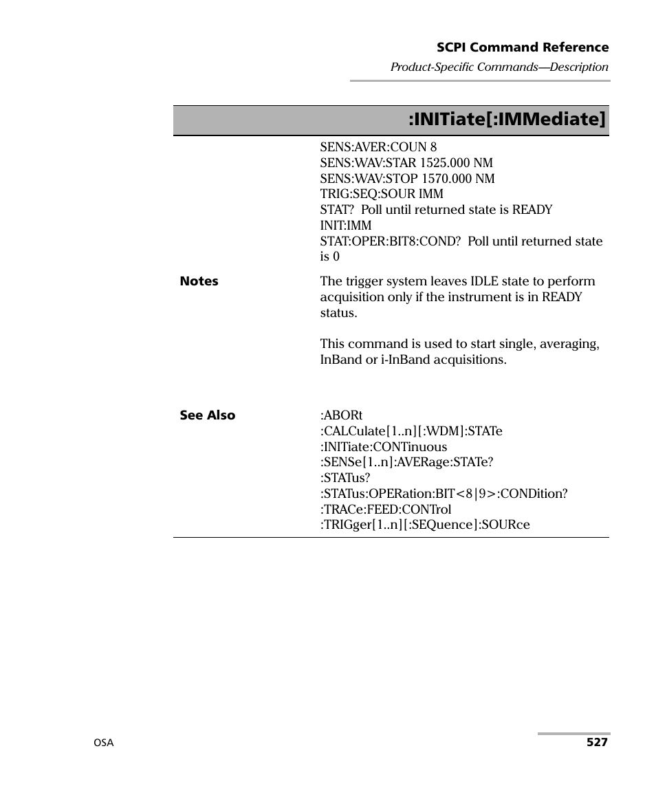 Initiate[:immediate | EXFO FTB -5240S/5240BP Optical Spectrum Analyzer User Manual | Page 533 / 638