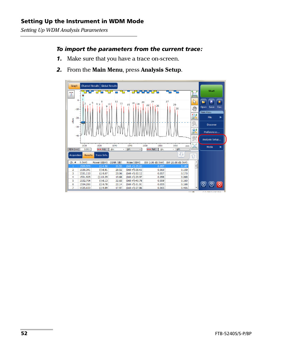 EXFO FTB -5240S/5240BP Optical Spectrum Analyzer User Manual | Page 58 / 638