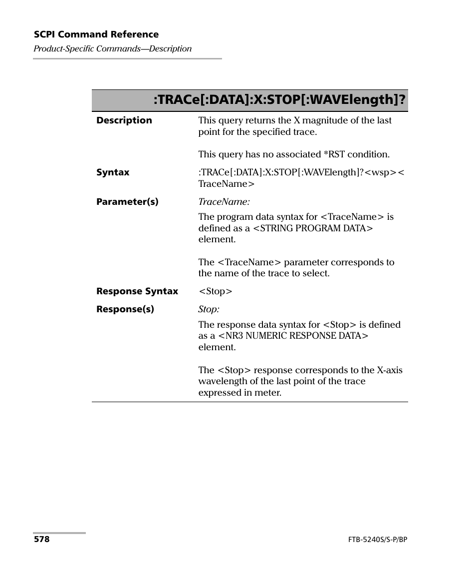 Trace[:data]:x:stop[:wavelength | EXFO FTB -5240S/5240BP Optical Spectrum Analyzer User Manual | Page 584 / 638