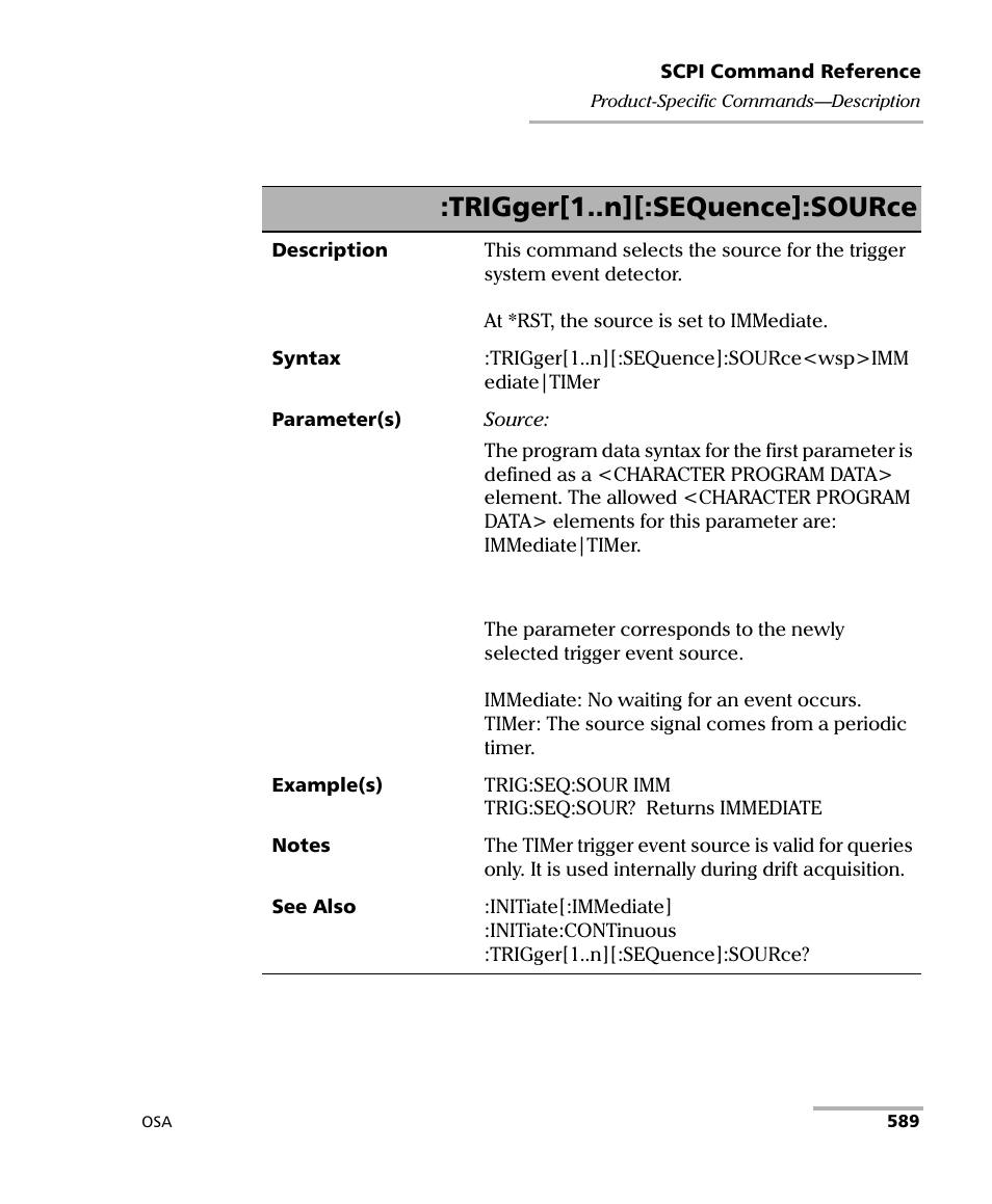 Trigger[1..n][:sequence]:source | EXFO FTB -5240S/5240BP Optical Spectrum Analyzer User Manual | Page 595 / 638