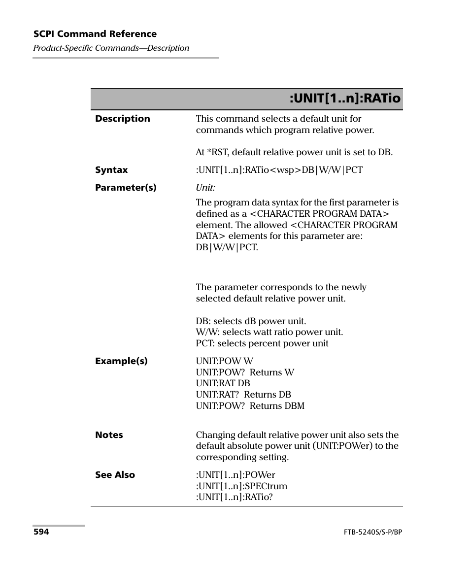 Unit[1..n]:ratio | EXFO FTB -5240S/5240BP Optical Spectrum Analyzer User Manual | Page 600 / 638