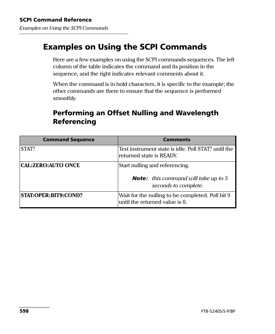 Examples on using the scpi commands | EXFO FTB -5240S/5240BP Optical Spectrum Analyzer User Manual | Page 604 / 638