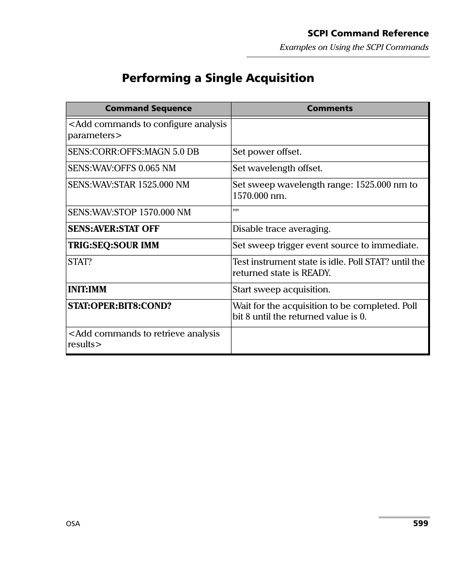 Performing a single acquisition | EXFO FTB -5240S/5240BP Optical Spectrum Analyzer User Manual | Page 605 / 638