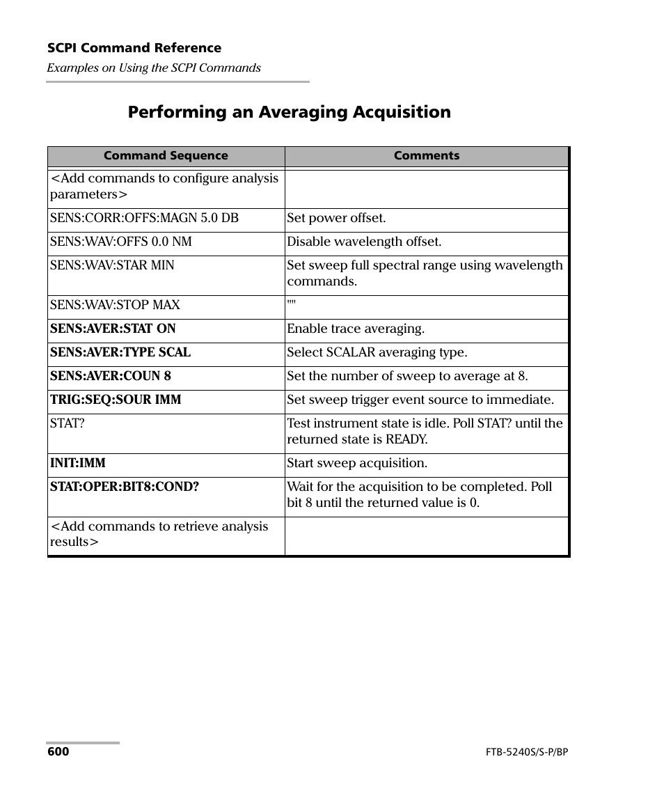 Performing an averaging acquisition | EXFO FTB -5240S/5240BP Optical Spectrum Analyzer User Manual | Page 606 / 638