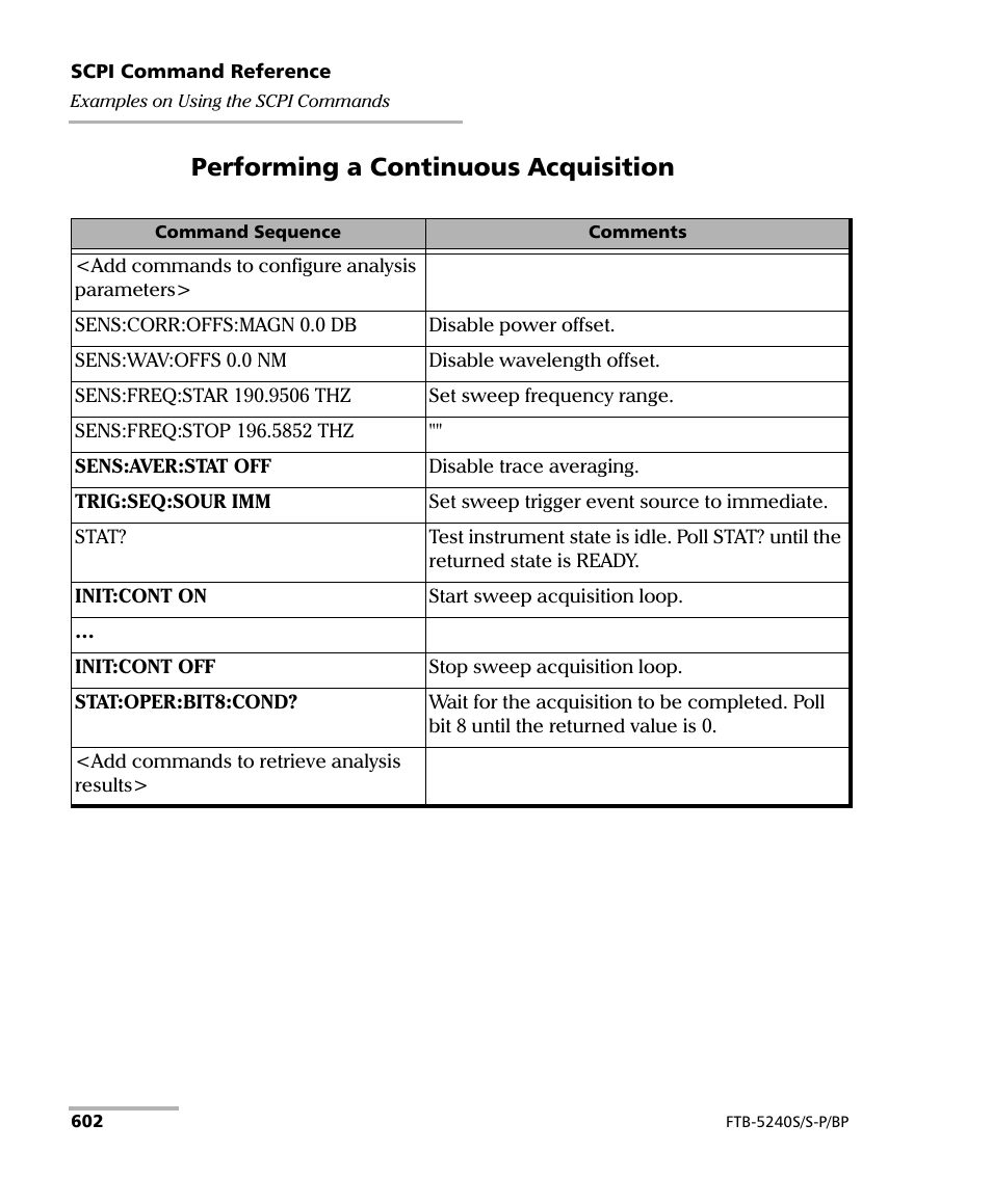 Performing a continuous acquisition | EXFO FTB -5240S/5240BP Optical Spectrum Analyzer User Manual | Page 608 / 638