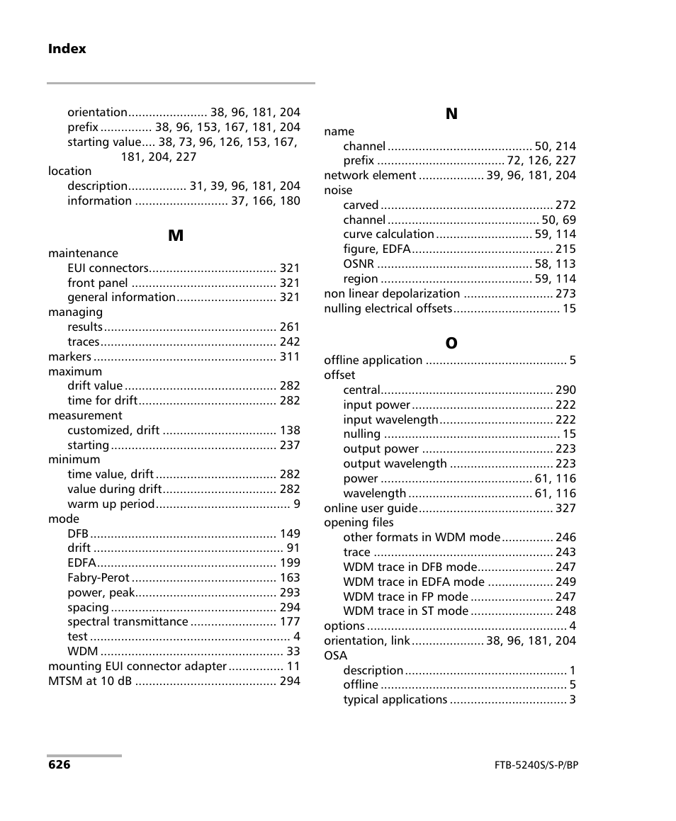 EXFO FTB -5240S/5240BP Optical Spectrum Analyzer User Manual | Page 632 / 638