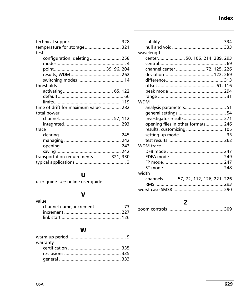EXFO FTB -5240S/5240BP Optical Spectrum Analyzer User Manual | Page 635 / 638