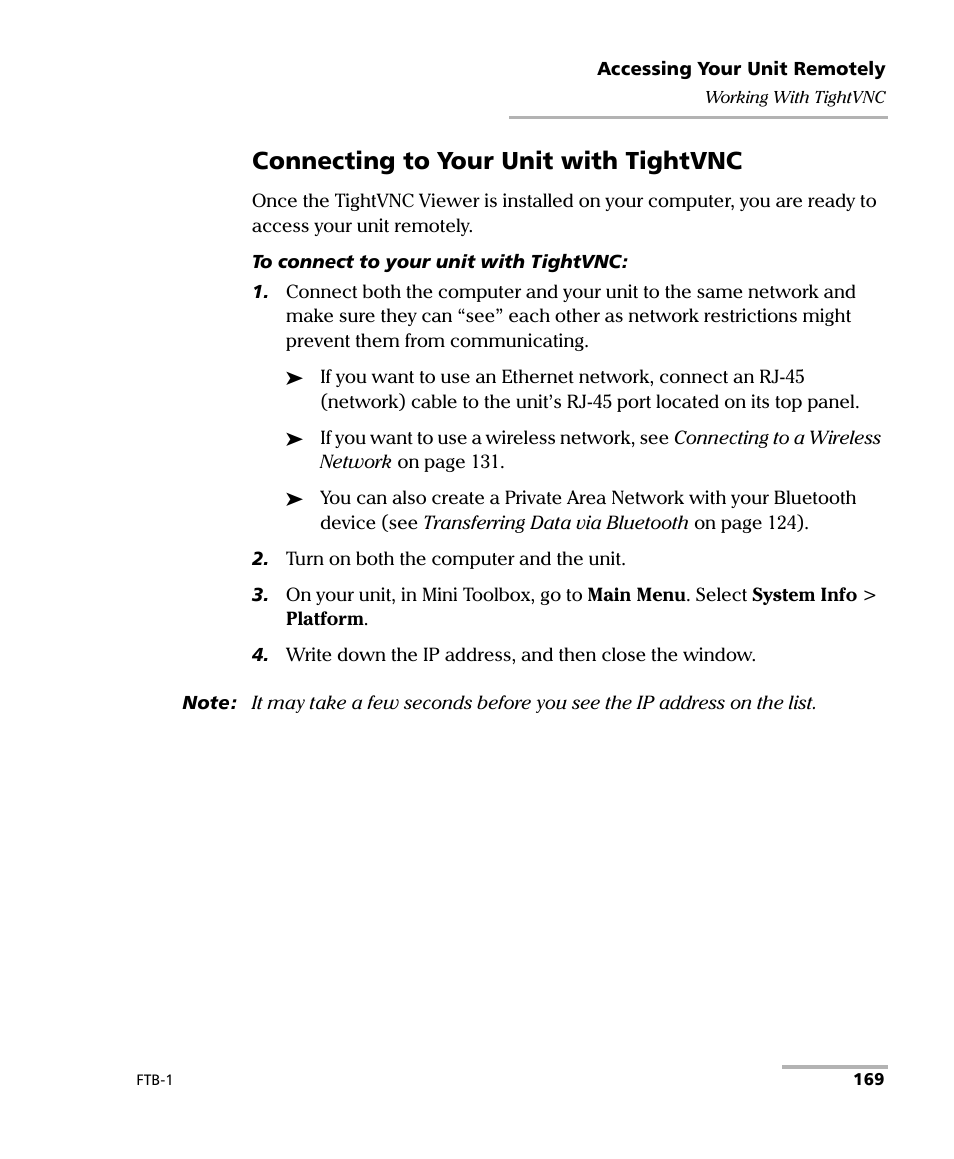 Connecting to your unit with tightvnc | EXFO FTB-1 User Manual | Page 179 / 234