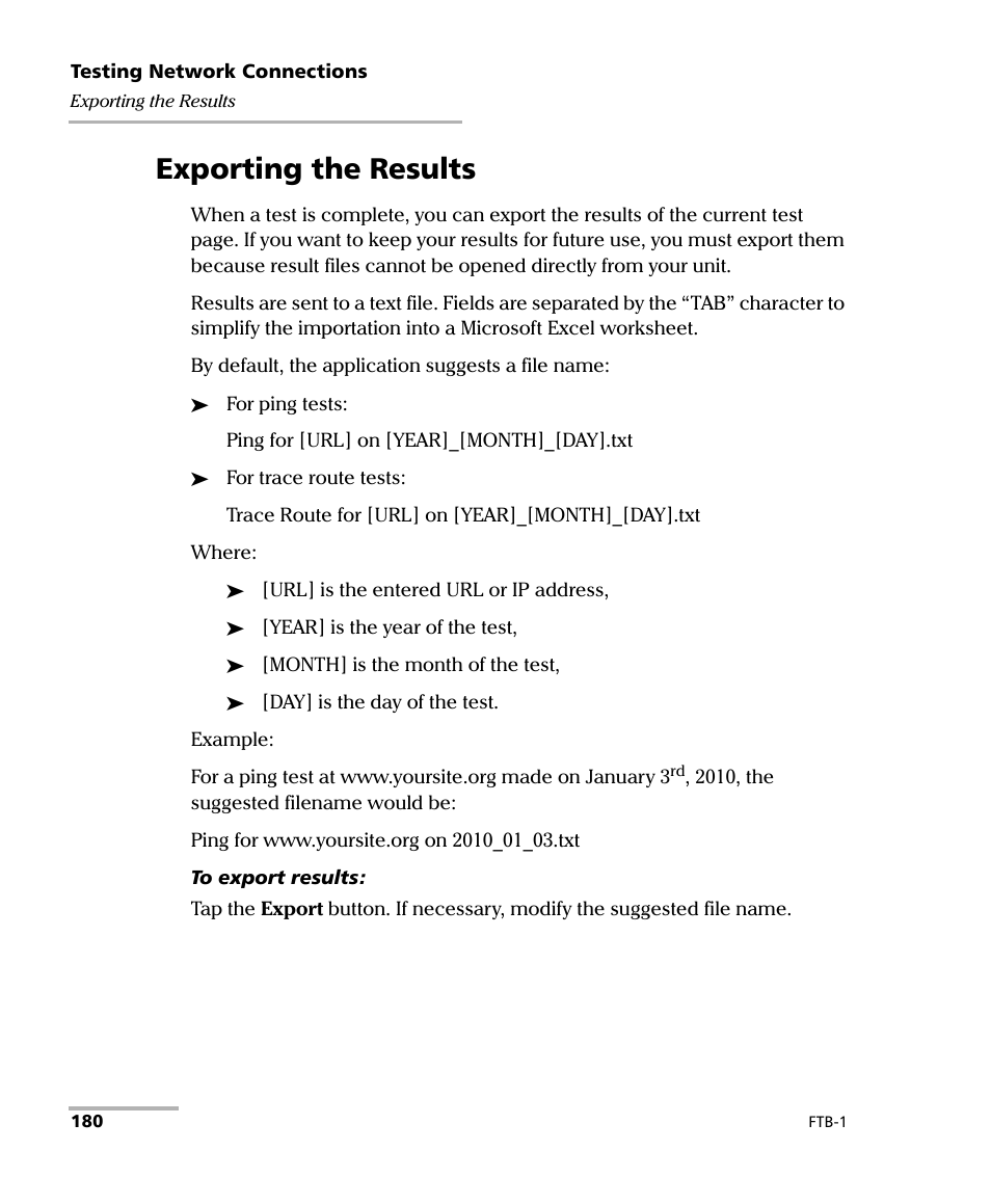 Exporting the results | EXFO FTB-1 User Manual | Page 190 / 234