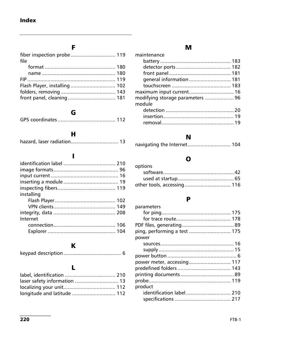 EXFO FTB-1 User Manual | Page 230 / 234