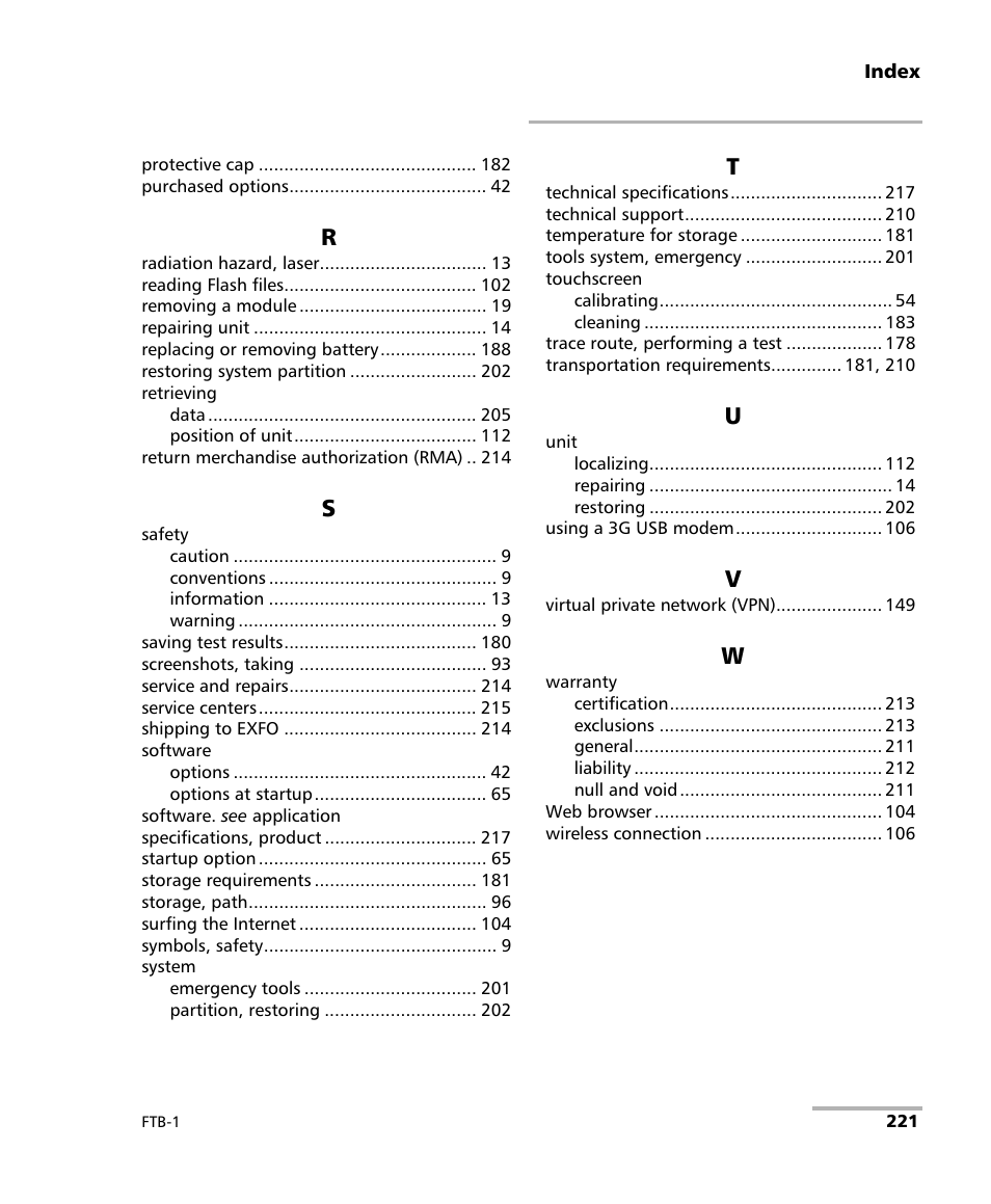 EXFO FTB-1 User Manual | Page 231 / 234